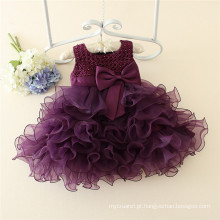 Atacado Baby Girl Dresses Flower Girl Vestido Roxo Recém-Nascido Menina de Natal Organza Appliqued Vestido